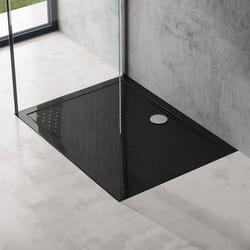 Sogood Bac à douche 80x100 Receveur de Douche Antiglisse Rectangulaire Noir Lucia02AR 80x100x4 +Bonde AL01