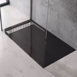 Sogood Receveur de Douche Noir Bac à Douche Extra Plat Rectangulaire en Acrylique 90x140x5cm + Bonde AL01 Design Xetro04