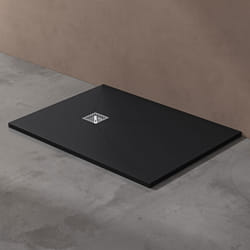 Sogood Receveur de Douche Ultra Plat 90x120x3cm en Solid Surface Gris Noir Mat Geoma09 avec Bonde