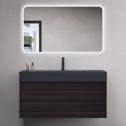 Sogood Meuble de Salle de Bain Gris Foncé Ensemble de 3 Pièces Meuble avec Lavabo 120cm et Miroir Design Deep avec 2 Tiroirs