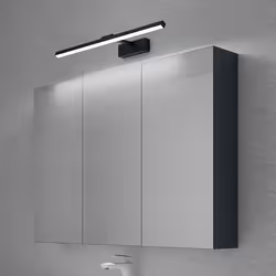 Sogood Armoire Murale Salle de Bains avec Miroir et Lampe Strahlenschön Noir Placard de Rangement Anthracite Mat en Bois 100  ...