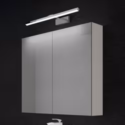 Sogood Armoire Murale Salle de Bains avec Miroir et Lampe Strahlenschön Chromé Placard de Rangement Blanc Mat en Bois 80 cm