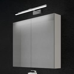 Sogood Armoire Murale Salle de Bains avec Miroir et Lampe Strahlenschön Chromé Placard de Rangement Blanc Mat en Bois 80 cm