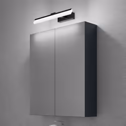 Sogood Armoire Murale Salle de Bains avec Miroir et Lampe Luxaris Noir Placard de Rangement Anthracite Mat en Bois 60 cm