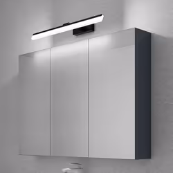 Sogood Armoire Murale Salle de Bains avec Miroir et Lampe Luxaris Noir Placard de Rangement Anthracite Mat en Bois 100 cm
