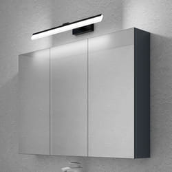 Sogood Armoire Murale Salle de Bains avec Miroir et Lampe Luxaris Noir Placard de Rangement Anthracite Mat en Bois 100 cm