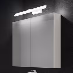 Sogood Armoire Murale Salle de Bains avec Miroir et Lampe Luxaris Blanc Placard de Rangement Blanc Mat en Bois 80 cm