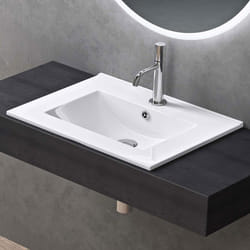 Sogood Lavabo à Encastrer Blanc Vasque en Céramique Lave Mains Rectangulaire de Qualité pour Salle de Bain 61x47x18cm Brüssel912