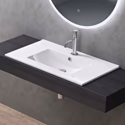 Sogood Lavabo à Encastrer Blanc Vasque en Céramique Lave Mains Rectangulaire de Qualité pour Salle de Bain 81x47x18cm Brüssel ...