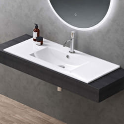 Sogood Lavabo à Encastrer Blanc Vasque en Céramique Lave Mains Rectangulaire de Qualité pour Salle de Bain 101x47x18cm Brüssel912