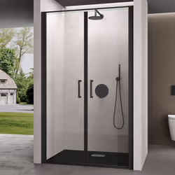 Sogood Porte de Douche Pivotante 140x195cm pour Niche Paroi de Douche Transparente Verre de 8mm Teramo66K Profilé Noir