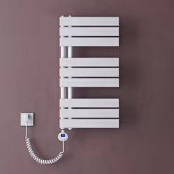 Sogood Radiateur de Salle de Bain Sèche-Serviette 76x40cm Radiateur à Eau Chaude Blanc avec Résistance pour Radiateur 600W FN