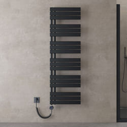 Sogood Radiateur de Salle de Bain Sèche-Serviette 159x50cm Radiateur à Eau Chaude Gris Noir avec Résistance pour Radiateur 1000W FN