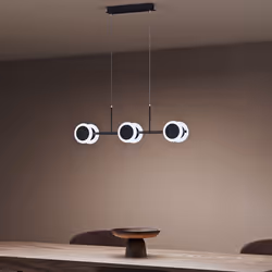 Sogood Suspension LED Lampe avec 3 Spots Ronds Noire Mat Moderne 24W Lustre Réglable 1950LM avec Télécommande Alivetta3376