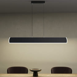 Sogood Suspension LED Lampe Noire Mate Moderne 20W Linéaire Lustre Réglable 1300LM avec Télécommande Design Alivetta3730