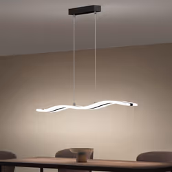 Sogood Suspension LED Lampe Noire Moderne 36W Vague Lustre Réglable 2340LM Éclairage Suspendu avec Télécommande Design Alivet ...