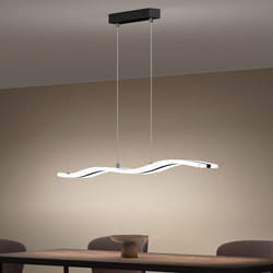 Sogood Suspension LED Lampe Noire Moderne 36W Vague Lustre Réglable 2340LM Éclairage Suspendu avec Télécommande Design Alivetta3300