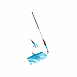 Gardena 3087-20, Râteau de jardin, Noir, Bleu, Acier inoxydable, Plastique, 43 cm, 130 cm