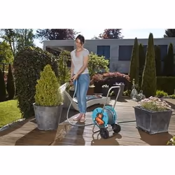 Gardena 18502-28 enrouleur de tuyau d'arrosoir de jardin Chariot sur roues Manuel Bleu, Gris, Orange - Vue supplémentaire 2