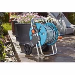 Gardena 18502-28 enrouleur de tuyau d'arrosoir de jardin Chariot sur roues Manuel Bleu, Gris, Orange - Vue supplémentaire 4