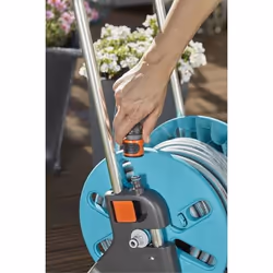 Gardena 18502-28 enrouleur de tuyau d'arrosoir de jardin Chariot sur roues Manuel Bleu, Gris, Orange - Vue supplémentaire 6