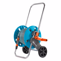 Gardena Dévidoir Aquaroll S équipé non monté, Chariot sur roues, Fonctionnel, Noir, Bleu, Orange, Acier inoxydable, 40 m