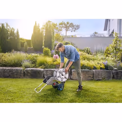 Gardena 18540-20 enrouleur de tuyau d'arrosoir de jardin Bobine multi-positions Manuel Noir, Acier inoxydable