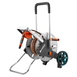 Gardena 18547-20 enrouleur de tuyau d'arrosoir de jardin Bobine multi-positions Manuel Noir, Acier inoxydable