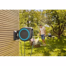 Gardena 18630-20 enrouleur de tuyau d'arrosoir de jardin Enrouleur mural Automatique Noir, Bleu