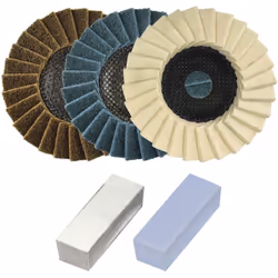 DRONCO 6900041100 - Kit de polissage et de polissage 125 5 pièces pour l’usinage de l’acier inoxydable. Contenu : 1 disque de ...