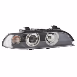 Phares; HELLA; droit PY21W, H7/H7 FF, asymétrique, Halogène, DE 12 transparent pour circulation à gauche; pour BMW; 631269025 ...