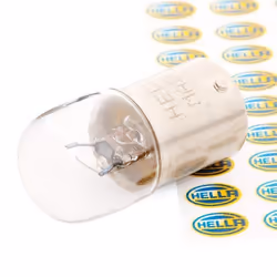Ampoule, feu éclaireur de plaque; HELLA; 12 5 R5W BA15s; pour MERCEDES-BENZ, VOLKSWAGEN, PEUGEOT, IVECO, FORD; 02333573, 7231 ...