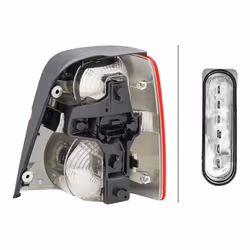 HELLA 2VP 008 759-051 Feu arrière gauche P21W, PY21W, R5W 12 limpide, Rouge avec ampoules avec porte-lampe VOLKSWAGEN: Touran I