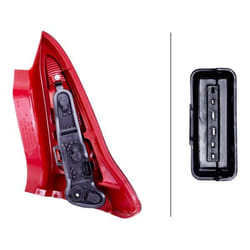 HELLA 2SK 354 032-011 Feu arrière gauche Partie supérieure P21/5W, P21W, PY21W 12 sans ampoules avec porte-lampe