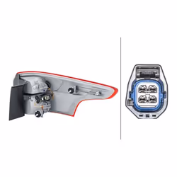 HELLA 2VA 354 995-111 Feu arrière gauche Partie extérieure P21W, PY21W, W5W 12 avec ampoules avec porte-lampe FORD: Focus Mk3 Van / Break