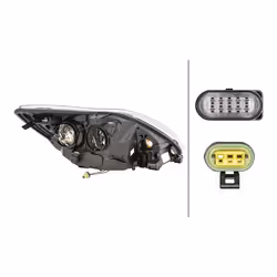 HELLA 1LL 354 807-031 Phares gauche W5W, PY21W, D1S/H1, D1S, H1 12 pour circulation à gauche FORD: Focus 2, Focus 2 Kombi, FOCUS 2 Cabriolet