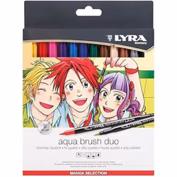 LYRA Aqua Brush Duo - Etui 12 feutres assortis double pointe - Sélection Manga