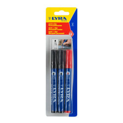 Lyra - Pack 3 Marqueurs permanents 2 noirs 1 rouge ogive 1-4 mm - 4028005