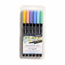 Lyra Aqua Brush Duo, 6 couleurs, Couleurs assorties, Marqueur et feutres à pointe pinceau, Noir, Rond, Encre à base d'eau