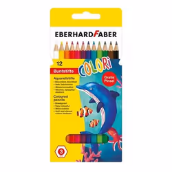 Eberhard Faber 516012, Noir, Bleu, Marron, Vert, Cyan clair, Vert clair, Orange, Rouge, Rose, Violet, Blanc, Jaune, 12 pièce( ...