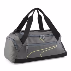 PUMA Sac de sport gris foncé noir pour fille et garçon - Fundamentals Sports Bag XS Mineral Gray - Lime Sheen 252959