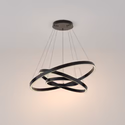 Rim Plafonnier led intégré moderne à triple anneau noir, 80cm, 3000K - Maytoni