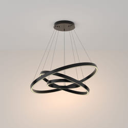 Rim Plafonnier led intégré moderne à triple anneau noir, 80cm, 3000K - Maytoni