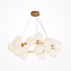 Maytoni - Dallas Plafonnier suspendu moderne à 25 ampoules Globe doré, abat-jour blanc mat, G9
