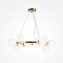Plafonnier suspendu - Maytoni - Dallas - 1 globe doré - Abat-jour blanc mat - G9