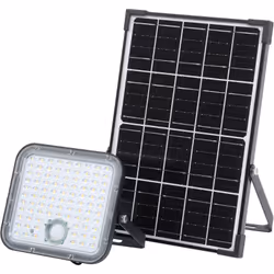 Projecteur alimenté par énergie solaire comprenant un projecteur et un panneau photovoltaïque externe connectés par câble. Ca ...
