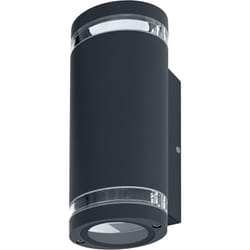 Applique extérieure Up/Down GU10 avec anneau d'espacement, boîtier en aluminium gris foncé, protection IP44 & IK03, applique murale pour façades et
