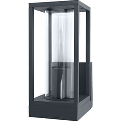 Applique extérieure E27, aluminium, verre transparent, IP44, gris foncé, design rectangulaire, 140 x 110 x 245 mm, matériel de montage inclus - Osram
