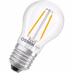 L'ampoule LED OSRAM Star Classic P25 Filament 1,8 W 827 transparente E27 en forme de globe produit une lumière chaleureuse de ...