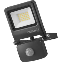 Projecteur led Osram endura flood pc 20 w avec capteur, blanc chaud 3 000 k, 1 800 lumens, IP44, détection de mouvement, réglable 5 s à 10 min, gris